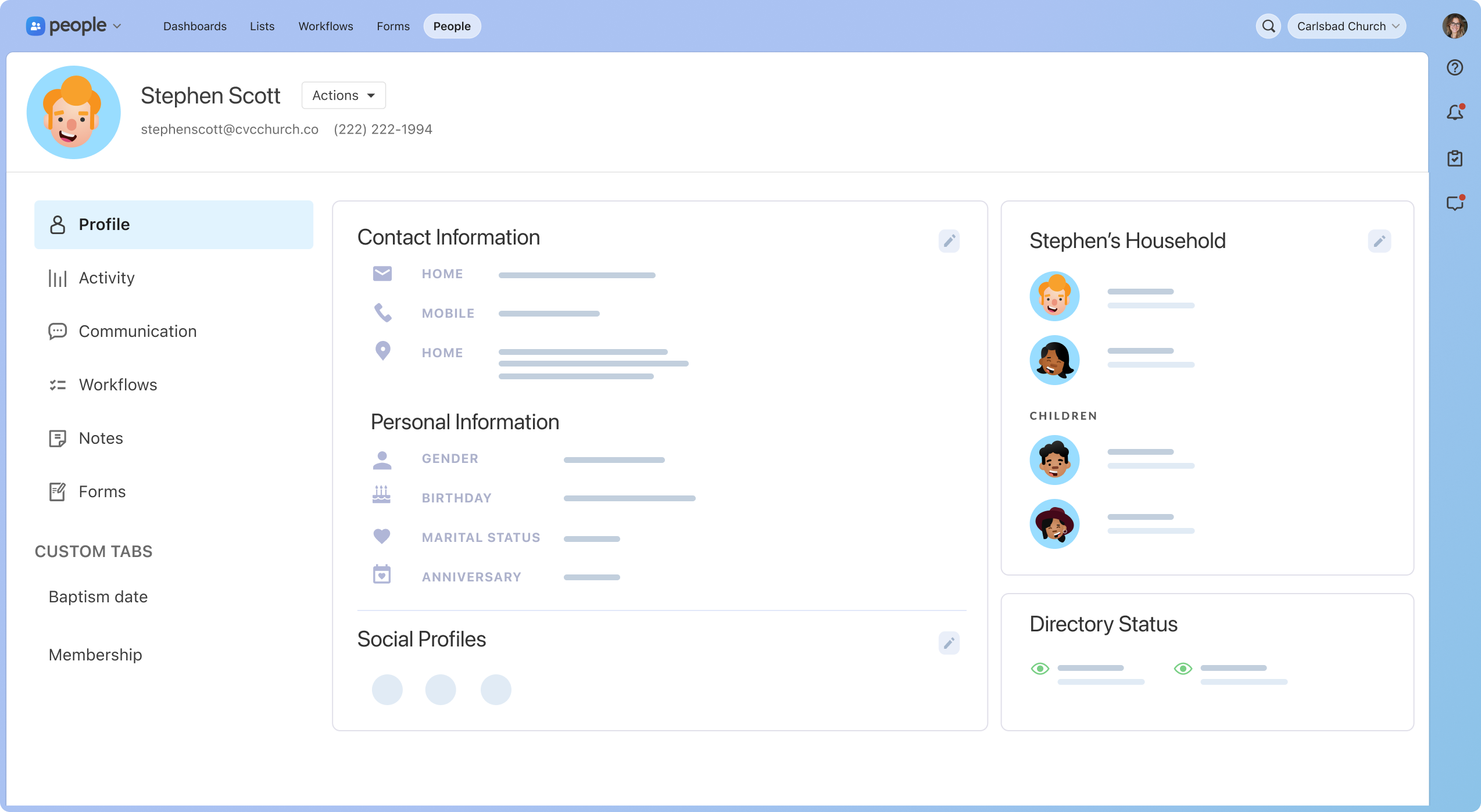 Planning Center screenshot