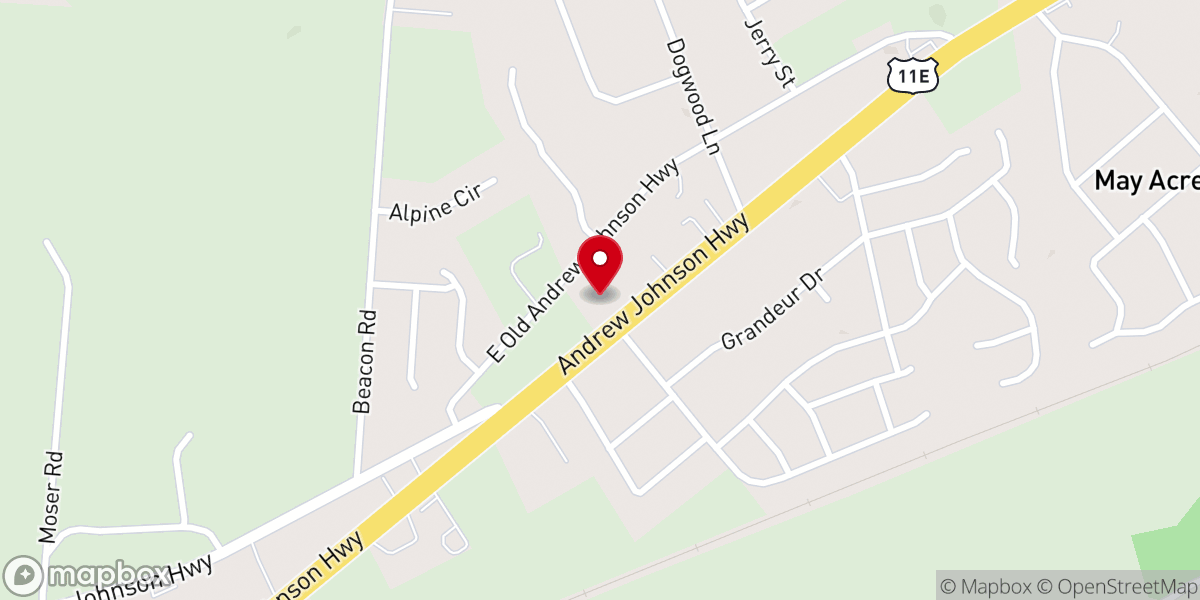 Map showing location of Grace Point Baptist Church