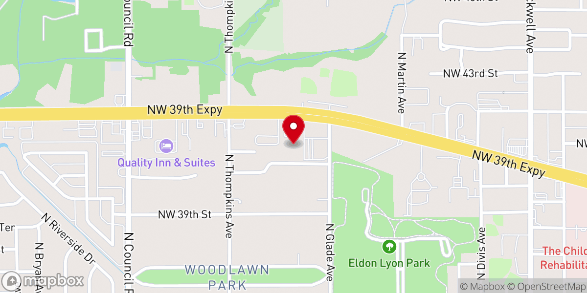 Map showing location of Calvary Chapel of Oklahoma City