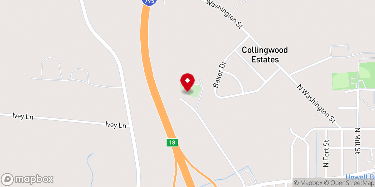 Map showing location of Hooks Grove Baptist Church