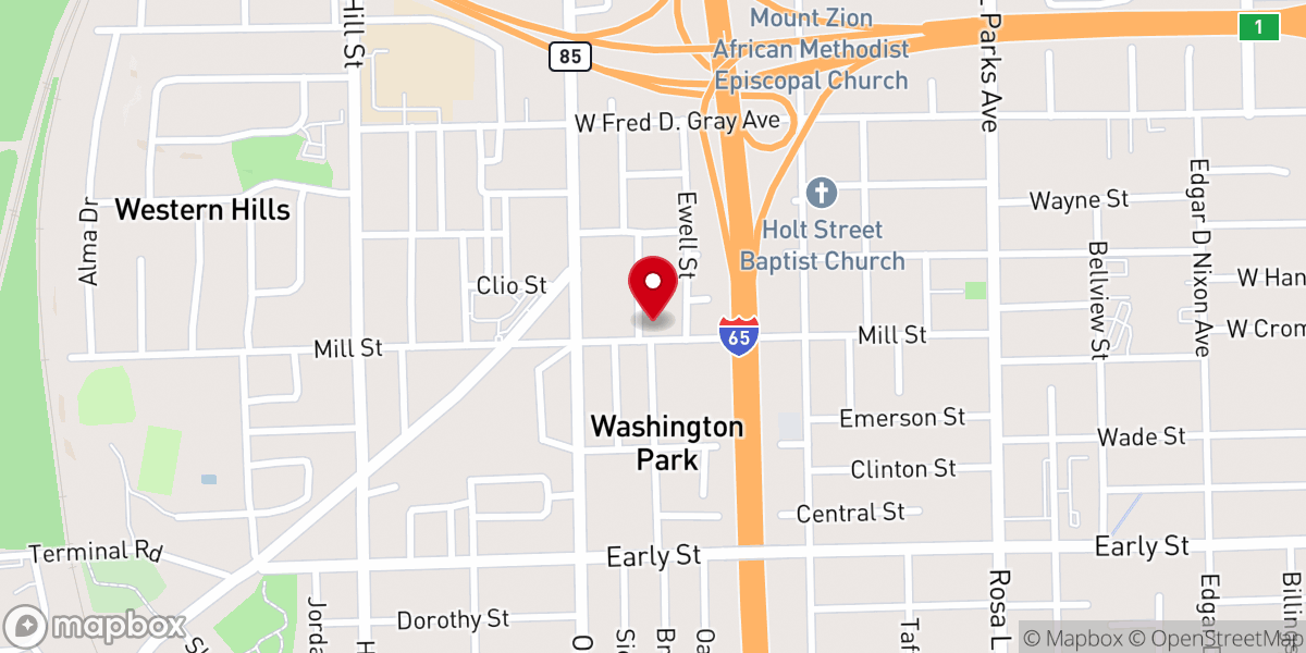 Map showing location of Starr Street Baptist Church