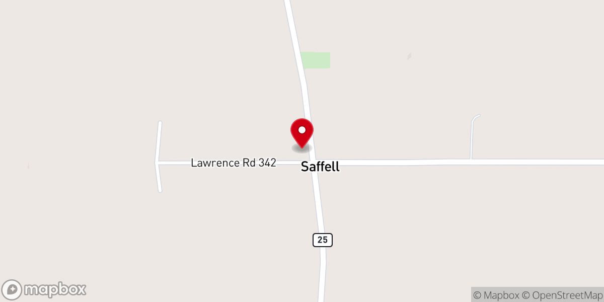 Map showing location of Saffell Missionary Baptist Church