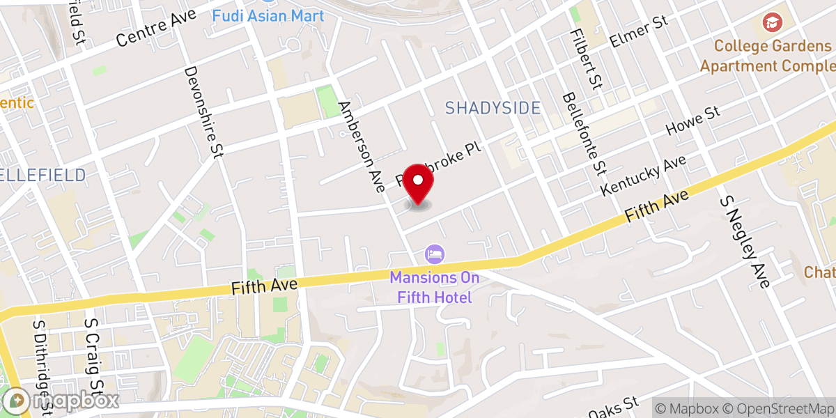 Map showing location of Shadyside Presbyterian Church