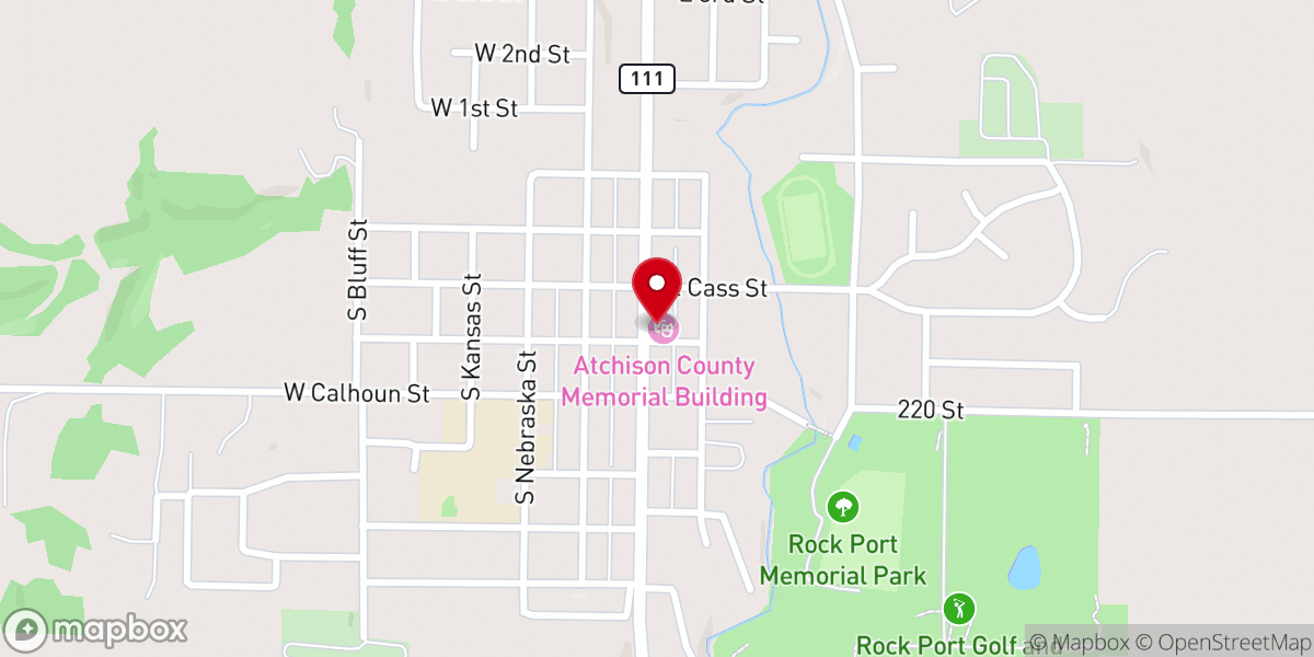 Map showing location of Atchison County Memorial Building