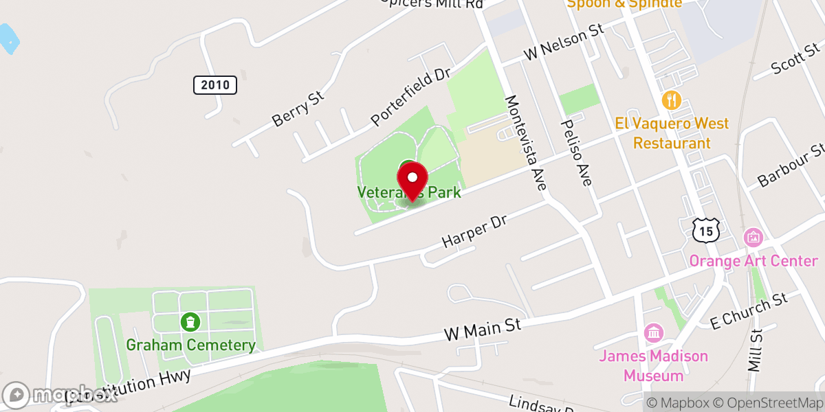 Map showing location of Veteran's Park