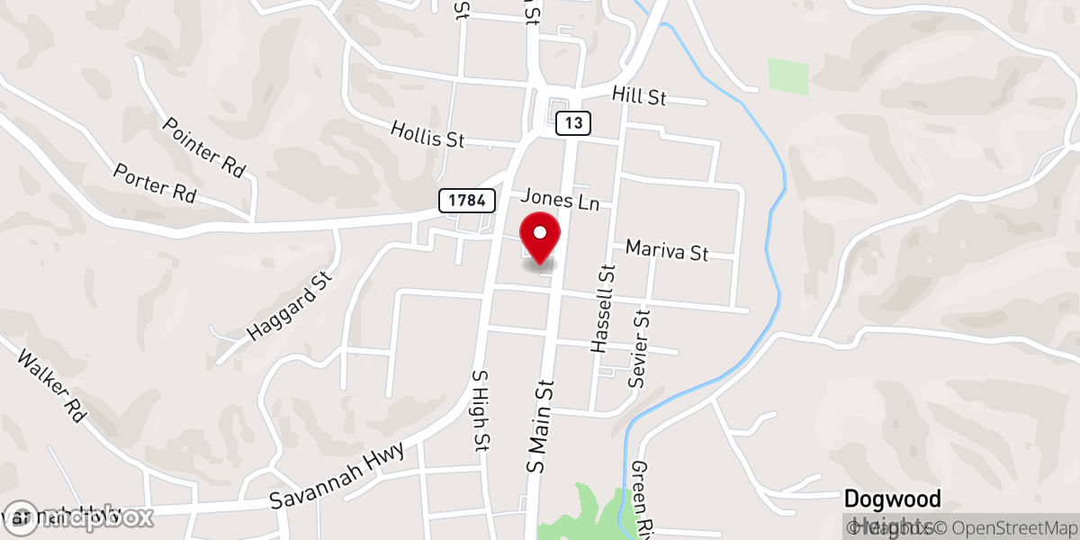 Map showing location of Waynesboro First Baptist Church