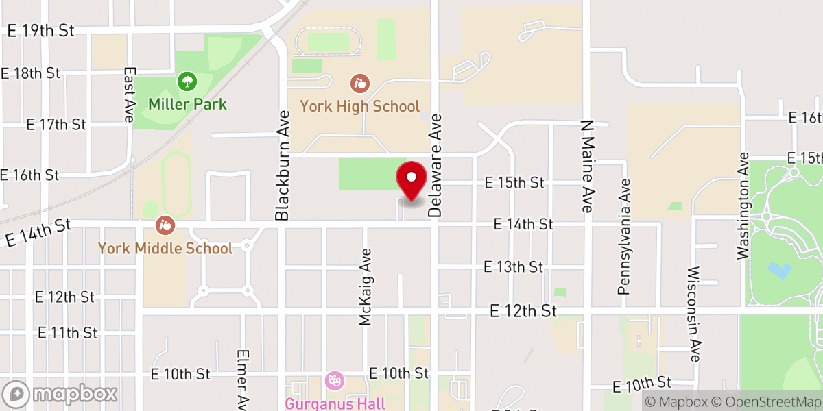 Map showing location of First Evangelical Lutheran Church