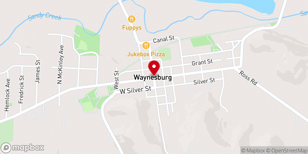 Map showing location of Waynesburg