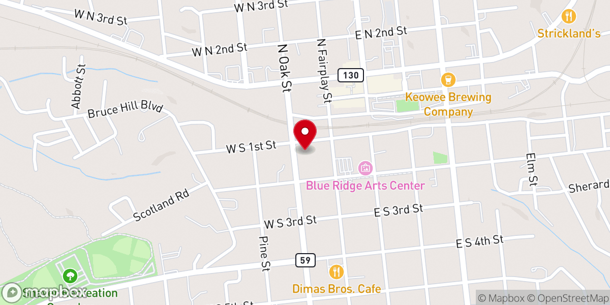 Map showing location of Seneca Presbyterian Church