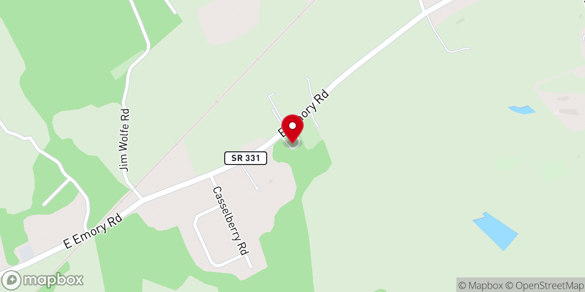 Map showing location of Little Flat Creek Baptist Church