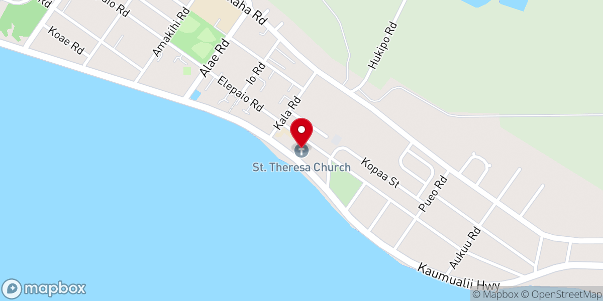 Map showing location of Saint Theresa's Catholic Church, Kekaha