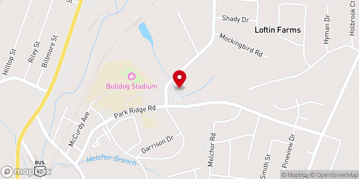 Map showing location of North Albemarle Baptist Church