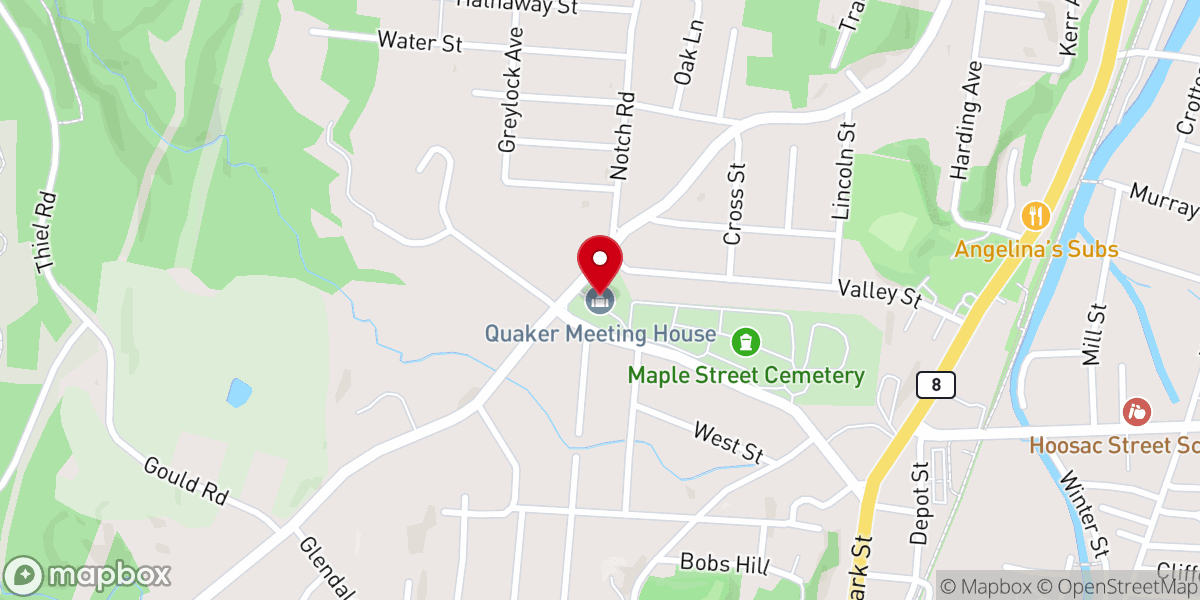 Map showing location of East Hoosuck Quaker Meetinghouse