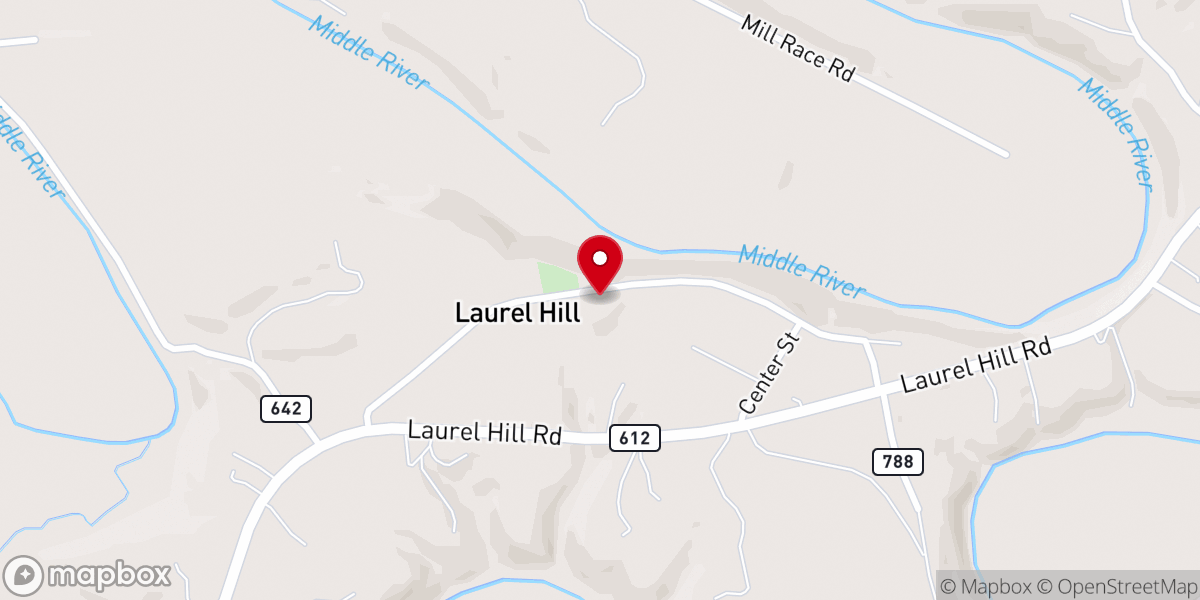 Map showing location of Laurel Hill Baptist Church