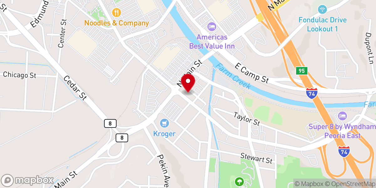 Map showing location of Greater Peoria House of Prayer