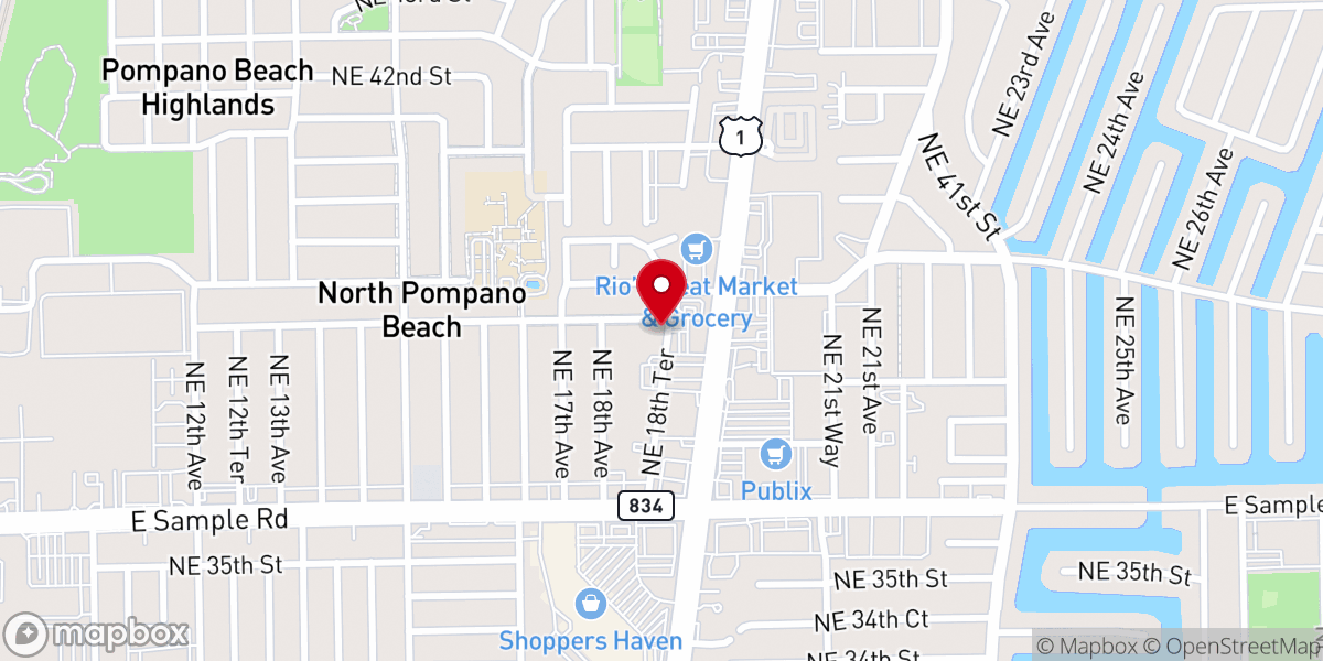 Map showing location of Community Christian Church of Pompano Beach
