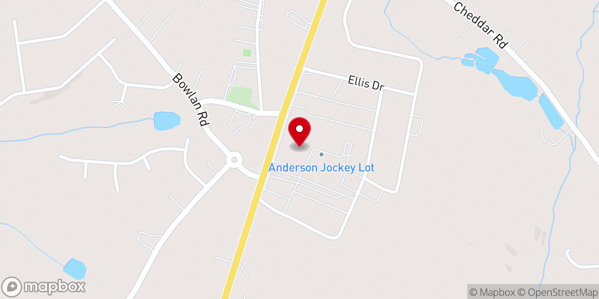 Map showing location of Anderson Jockey Lot and Farmers Market