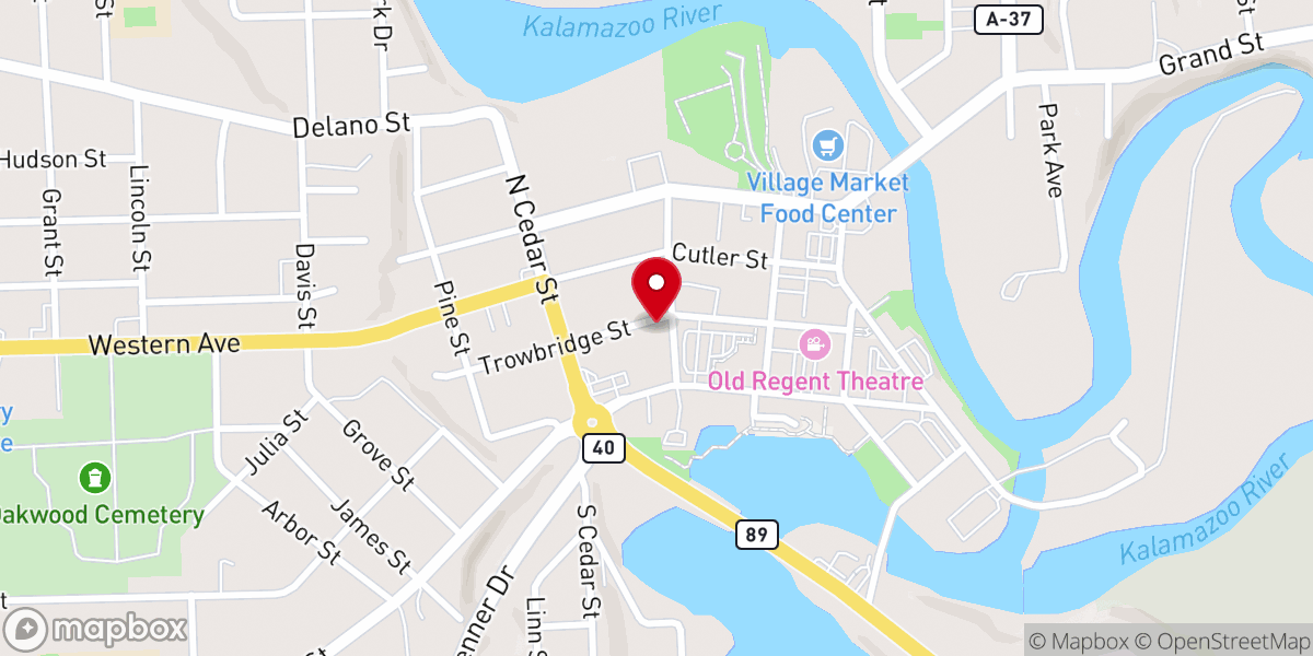 Map showing location of Allegan United Methodist Church