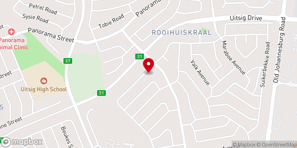 Map showing location of NG Kerk Rooihuiskraal