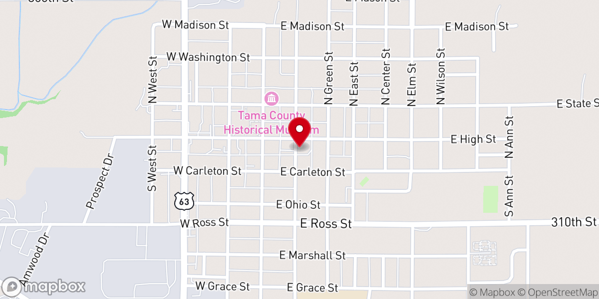 Map showing location of Tama County Nutrition Site
