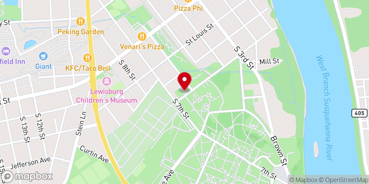 Map showing location of Bucknell University Catholic