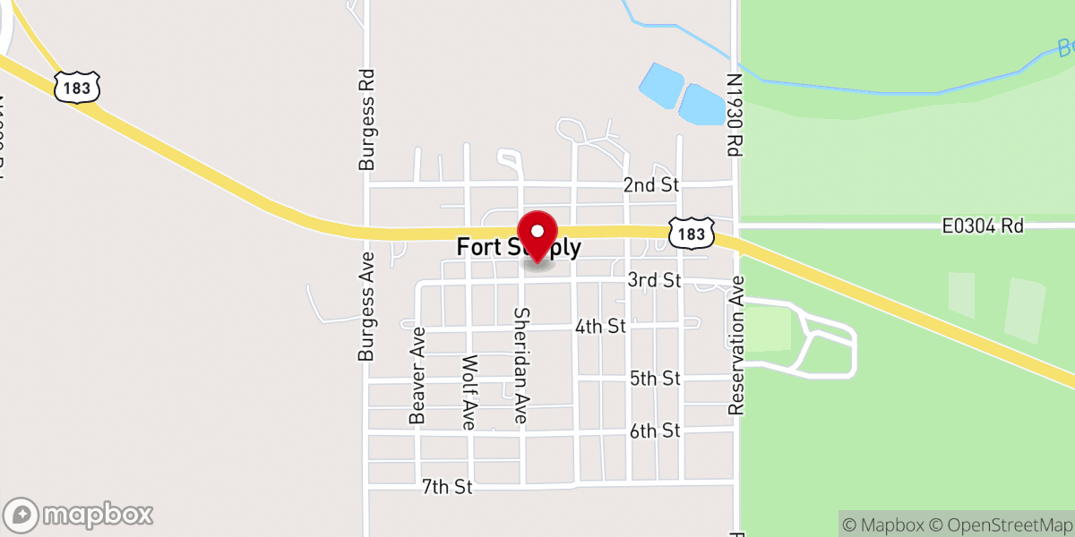 Map showing location of Fort Supply Baptist Church