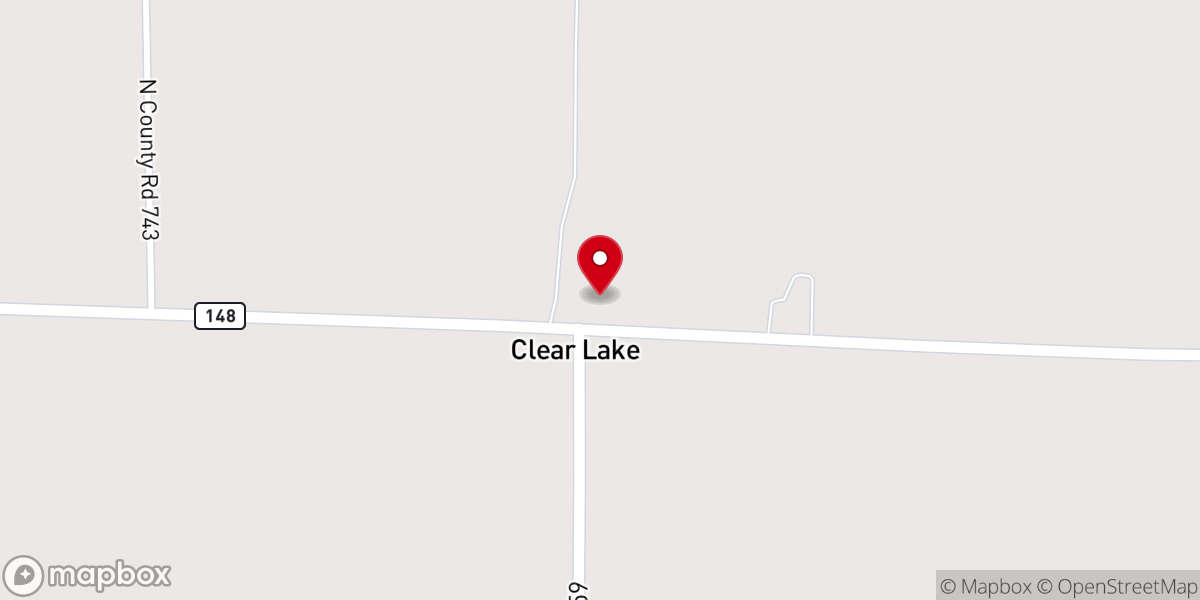 Map showing location of Clear Lake Baptist Church