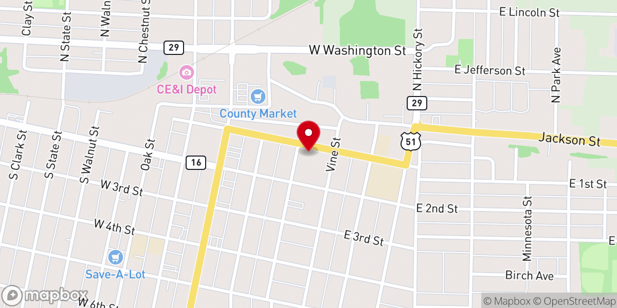 Map showing location of First General Baptist Church