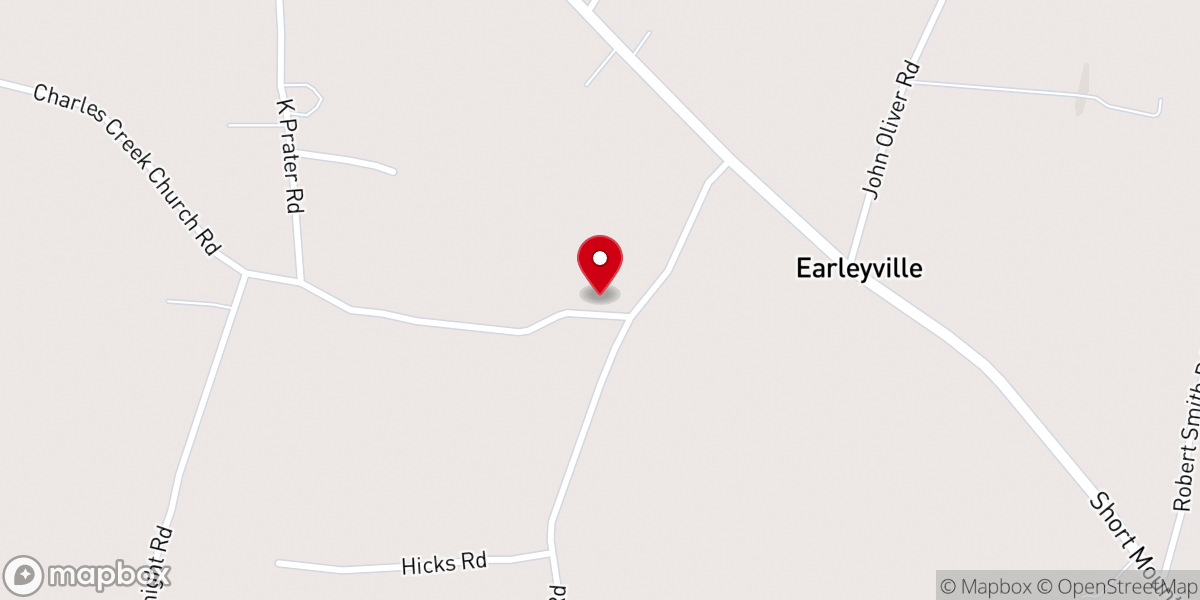 Map showing location of Charles Creek Church