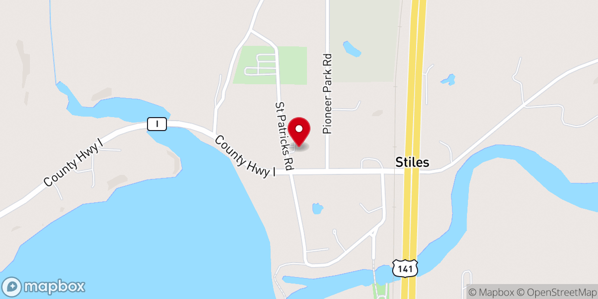 Map showing location of St. Patrick's Catholic Church