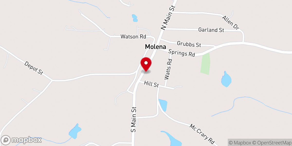 Map showing location of Molena Methodist Church