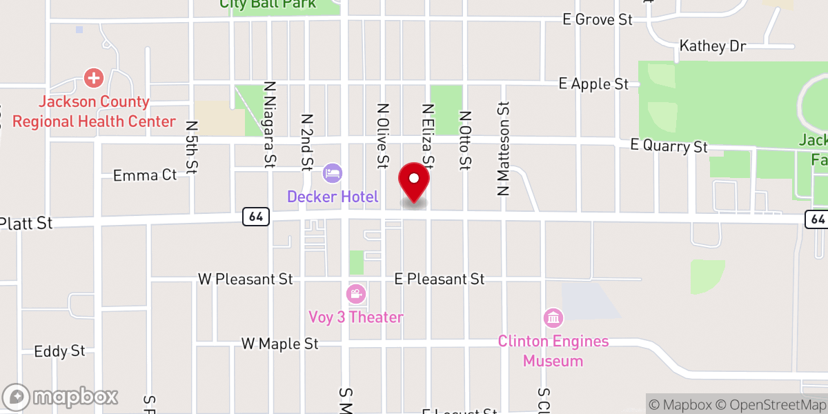 Map showing location of First Lutheran Church