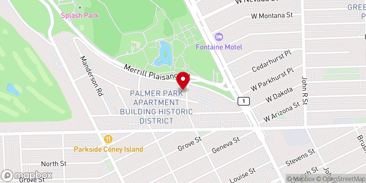 Map showing location of Detroit Unity Temple