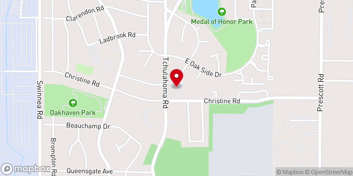 Map showing location of Oakhaven Church
