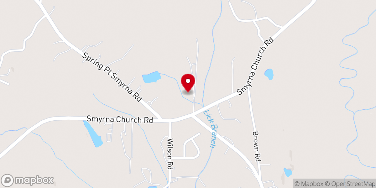 Map showing location of Smyrna Church