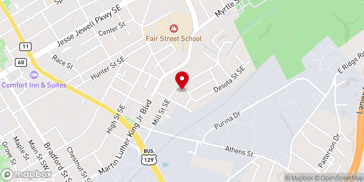 Map showing location of Antioch Baptist Church