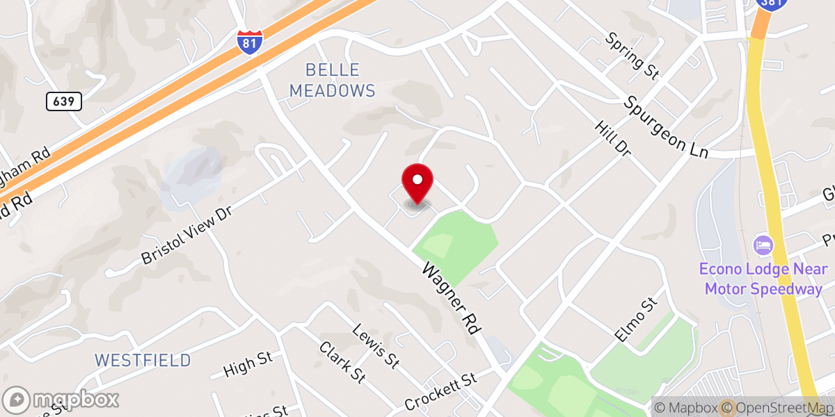 Map showing location of Belle Meadows Baptist Church