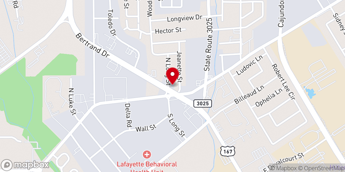 Map showing location of Acadiana Baptist Church