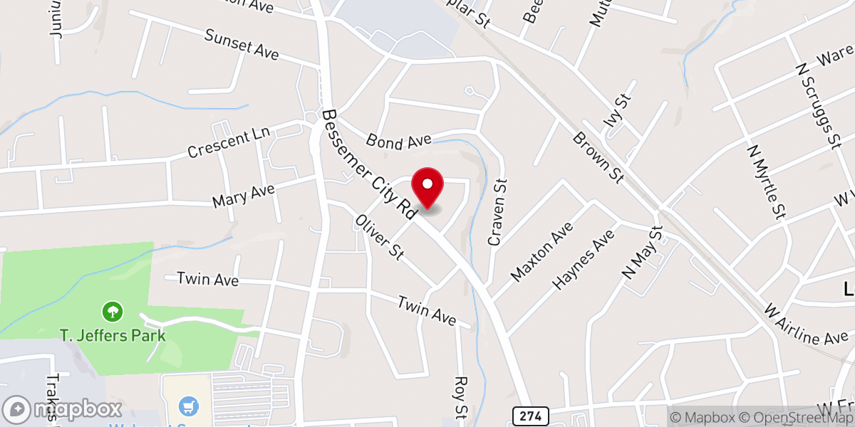 Map showing location of New Beginning Missionary Baptist Church of Gastonia