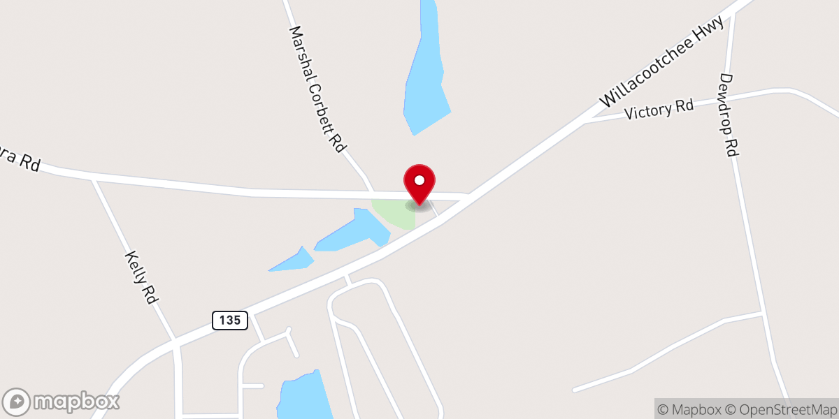 Map showing location of Arna Primitive Baptist Church