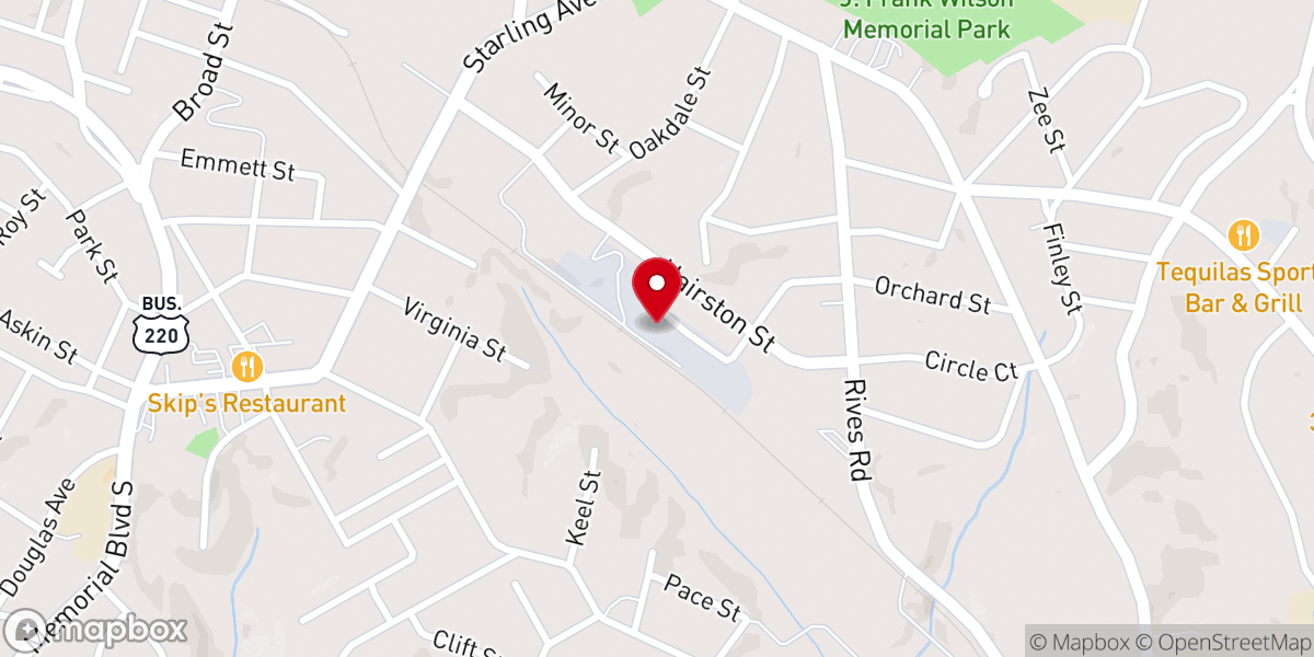 Map showing location of Church of Roanoke Valley