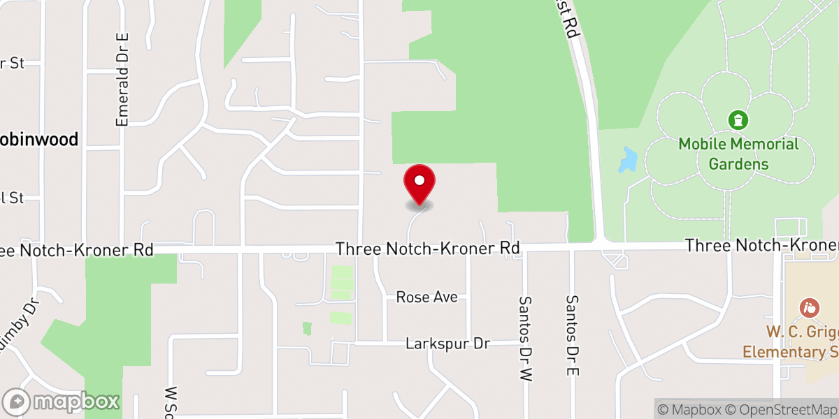 Map showing location of Cloverleaf Baptist Church