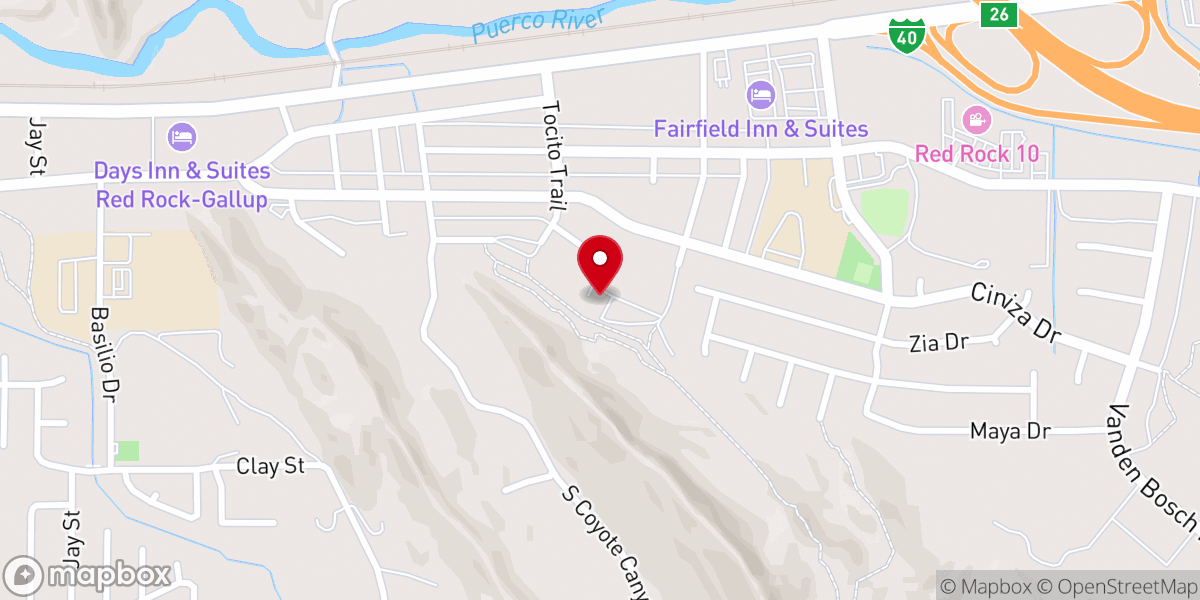 Map showing location of Saint John Vianney Catholic Church, Gallup