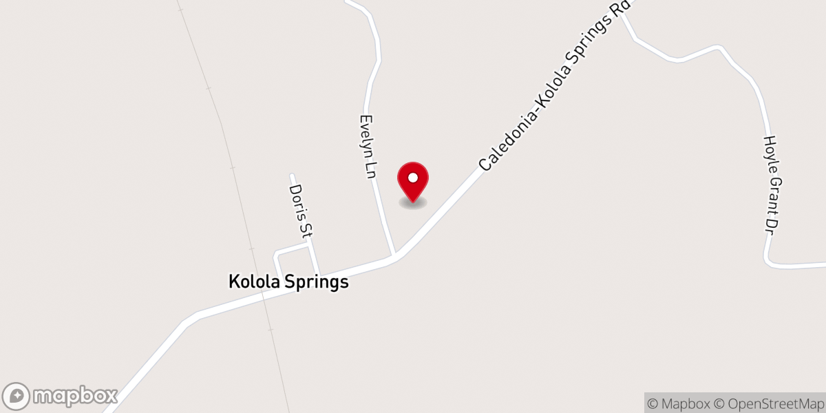 Map showing location of Kolola Springs Baptist Church