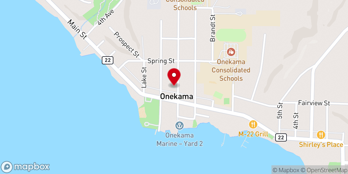 Map showing location of Onekama Church of the Brethren