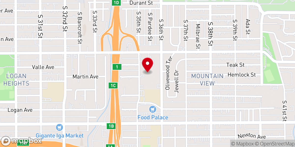 Map showing location of 1st Apostolic Church Of San Diego