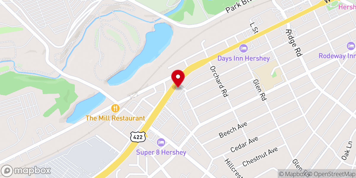Map showing location of Hershey Seventh-day Adventist Church