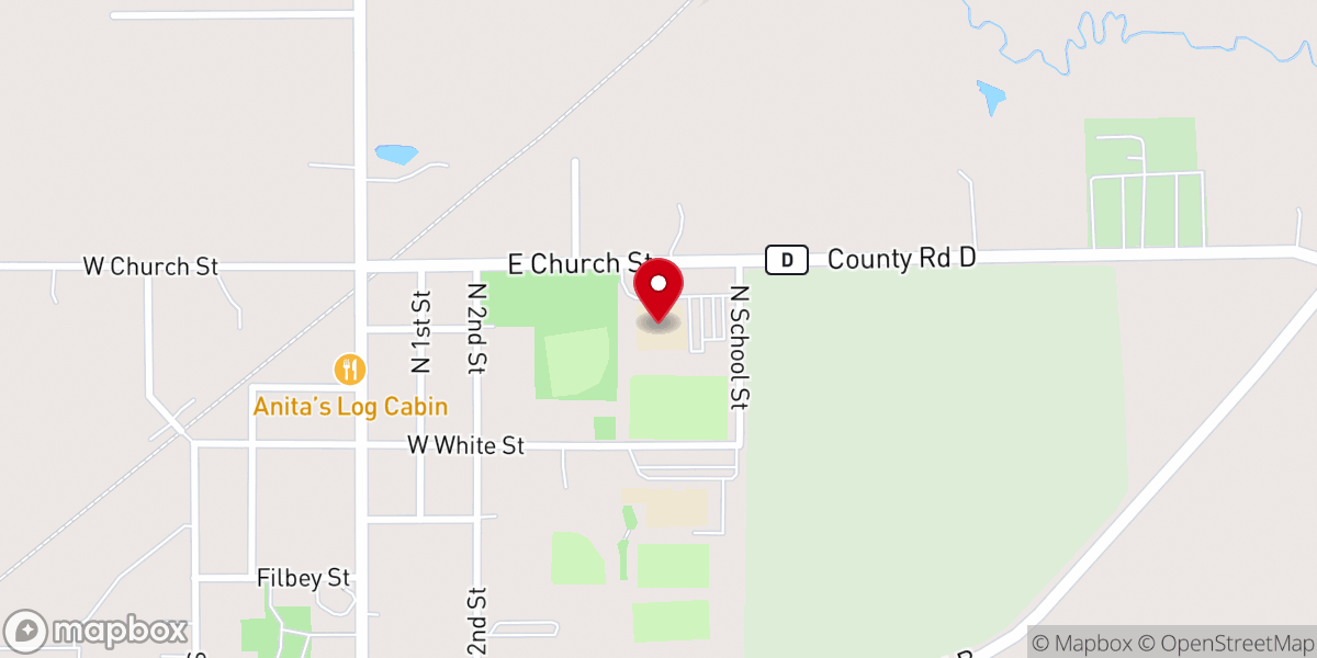 Map showing location of Oakfield Middle School/High School