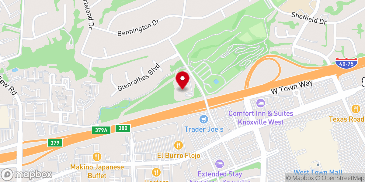 Map showing location of West Hills Church