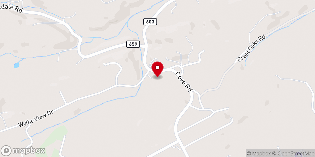 Map showing location of Wytheville First Church of God